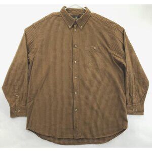 RedHead Shirt Mens XL Tan Brown 100% Cotton Check Pocket Casual Button-Down